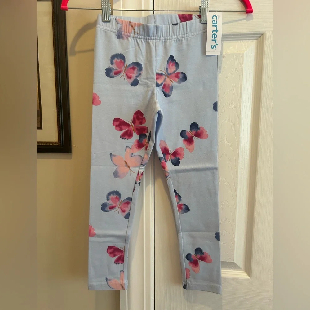 Carter's Blue Butterfly Floral Print Kids Leggings 🦋